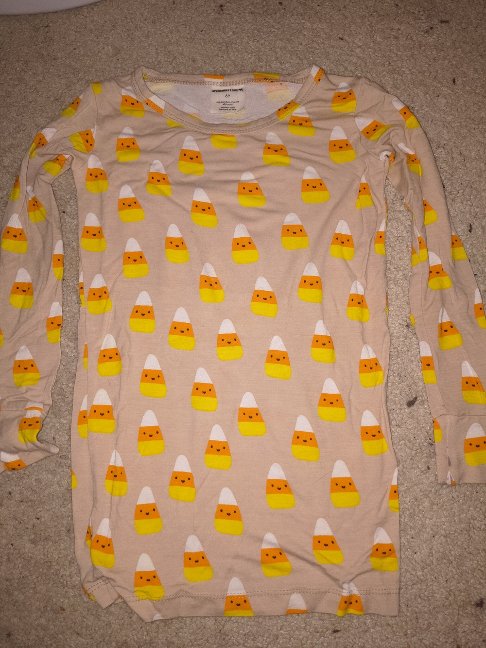 Children's Long Sleeve Candy Corn Print Top - Beige